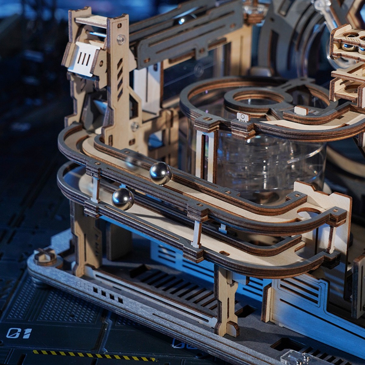 Robotime houten 3D puzzel - Marble Run Spaceport