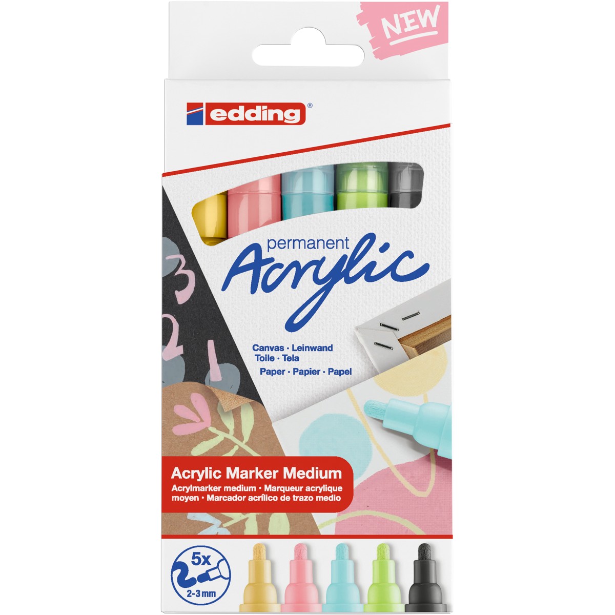 edding 5100 acrylic marker - 5 stuks - pastel