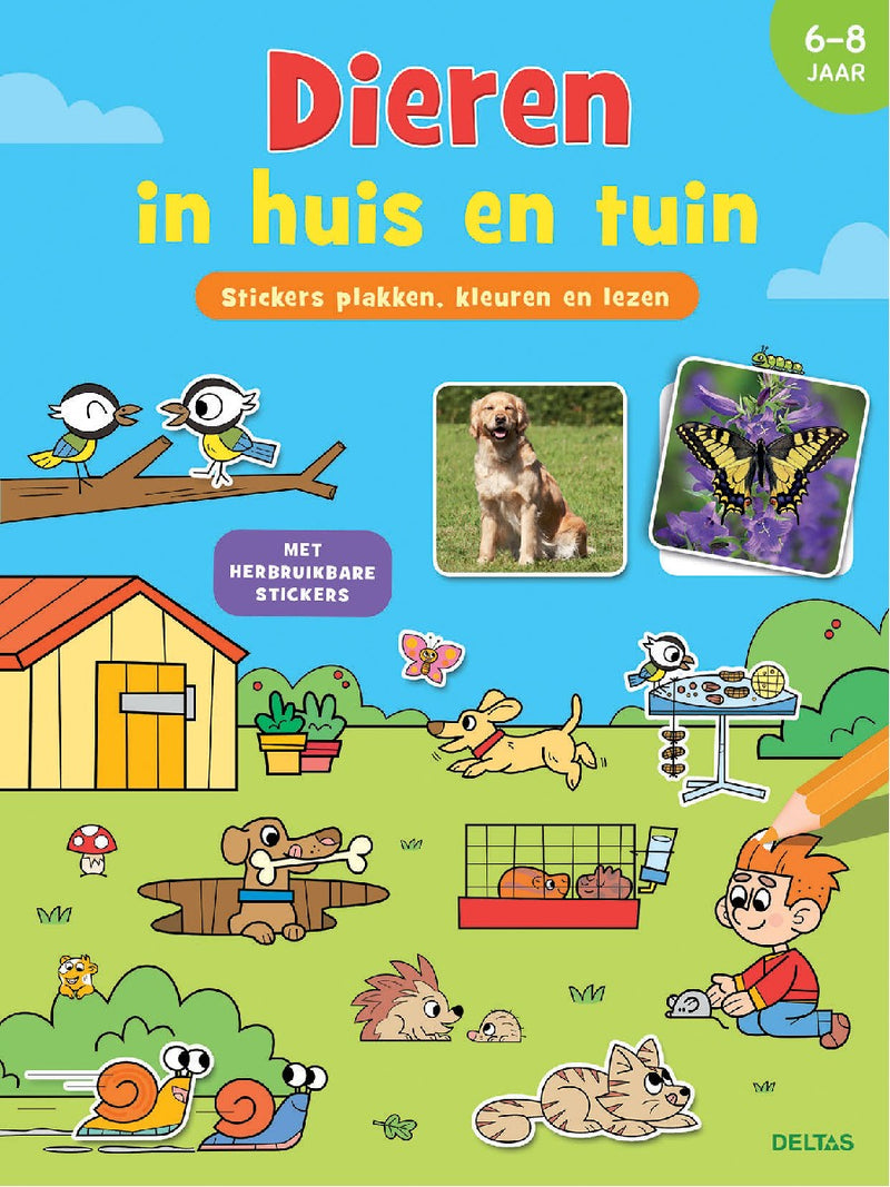 Stickers plakken, kleuren en lezen- Dieren in huis