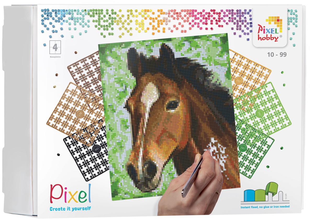 Pixelhobby set - 4 platen - paard