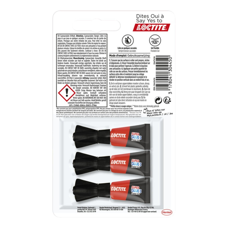 Loctite Power Gel Flexi secondenlijm - 3x 1 gram