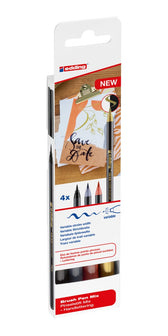 edding 1340 brush pen set - metallic - 4 stuks