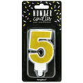 PartyDeco cijferkaars - glitter goud - 5