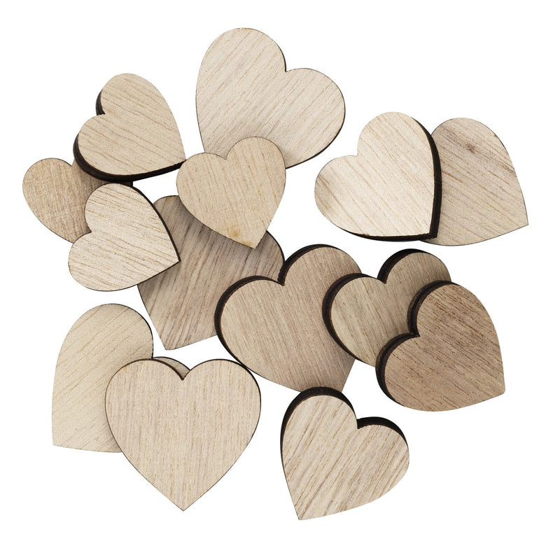 Houten figuren - 36 stuks - hartjes