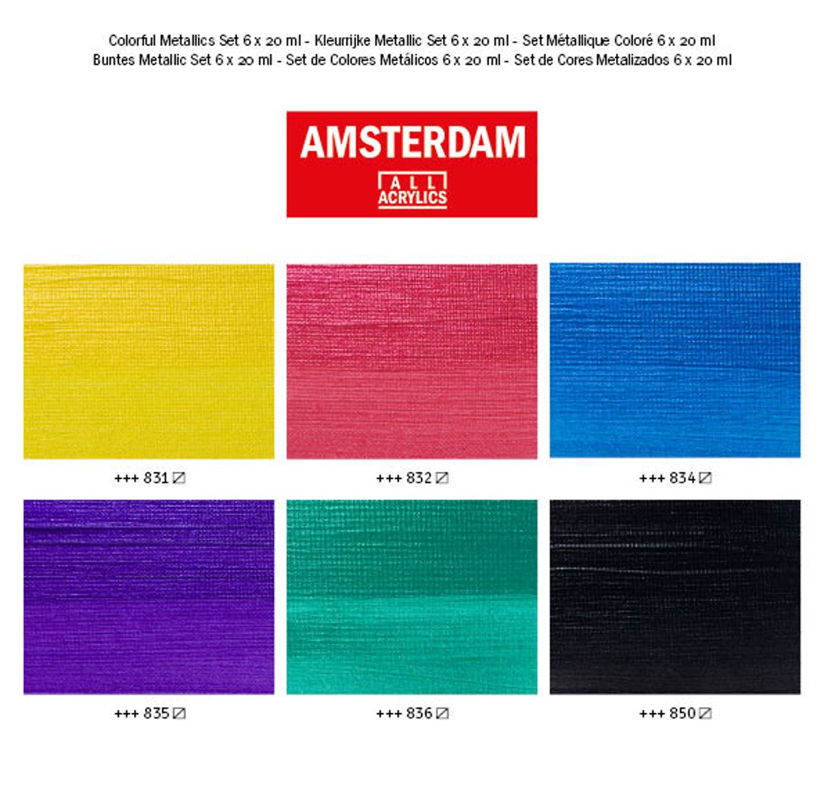 Amsterdam acrylverf set - 6 stuks - kleurrijk metallic
