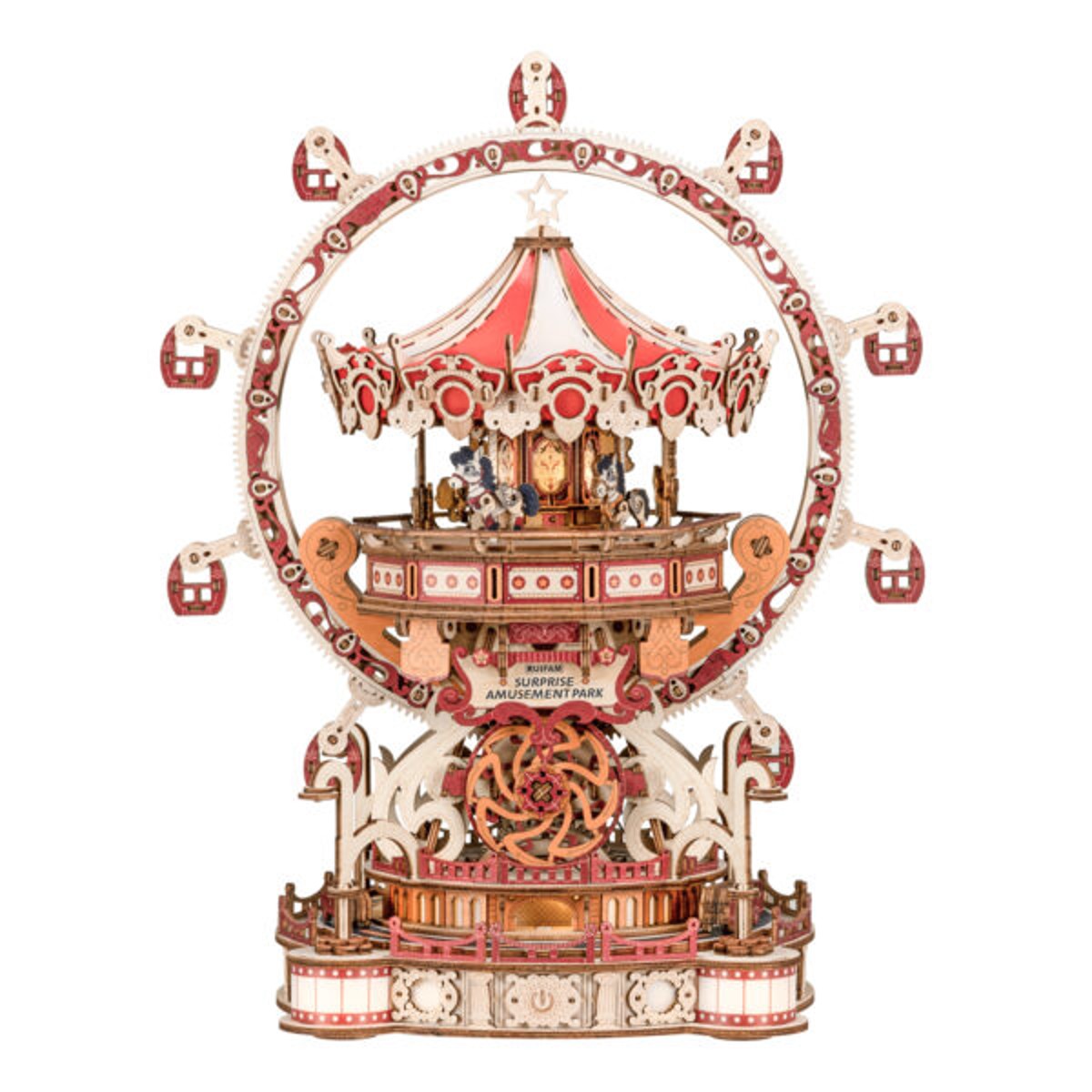 Inspirebox houten 3D puzzel - muziekdoos surprise amusement park