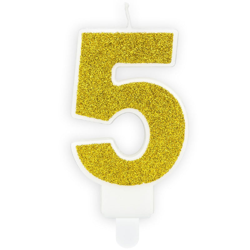 PartyDeco cijferkaars - glitter goud - 5