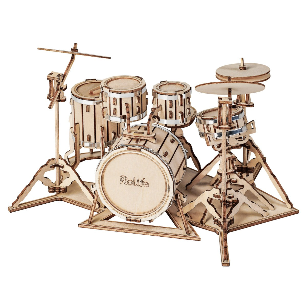 Robotime houten 3D puzzel - Drum Kit