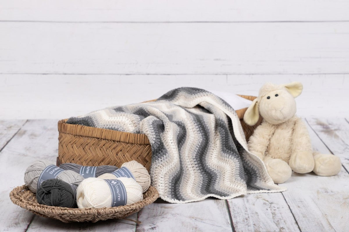 haakpakket baby ripple deken - grijs