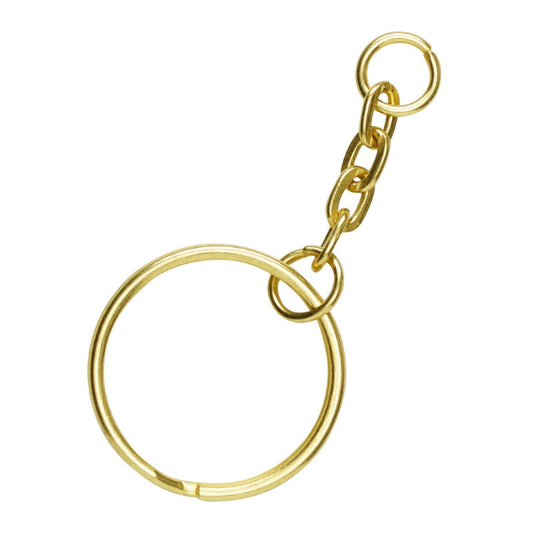 Sleutelringen met ketting - 5 stuks - goudkleurig