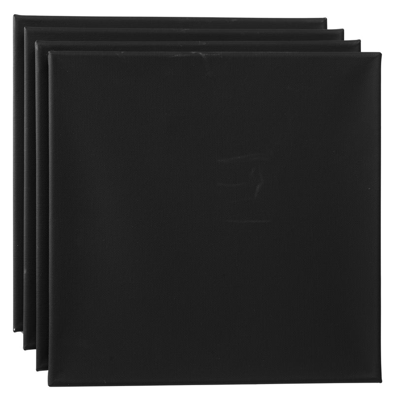 Gespannen canvasdoek - zwart - 30x30 cm - 4 stuks