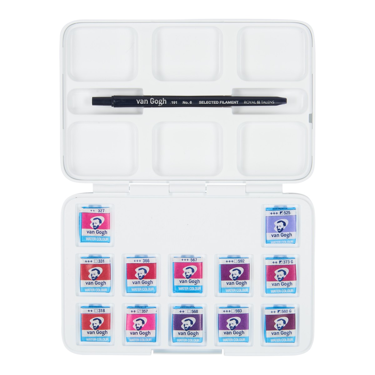 van Gogh aquarelverf pocket box - 12 halve napjes - roze/violet