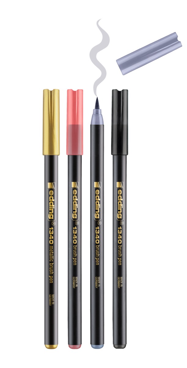 edding 1340 brush pen set - metallic - 4 stuks