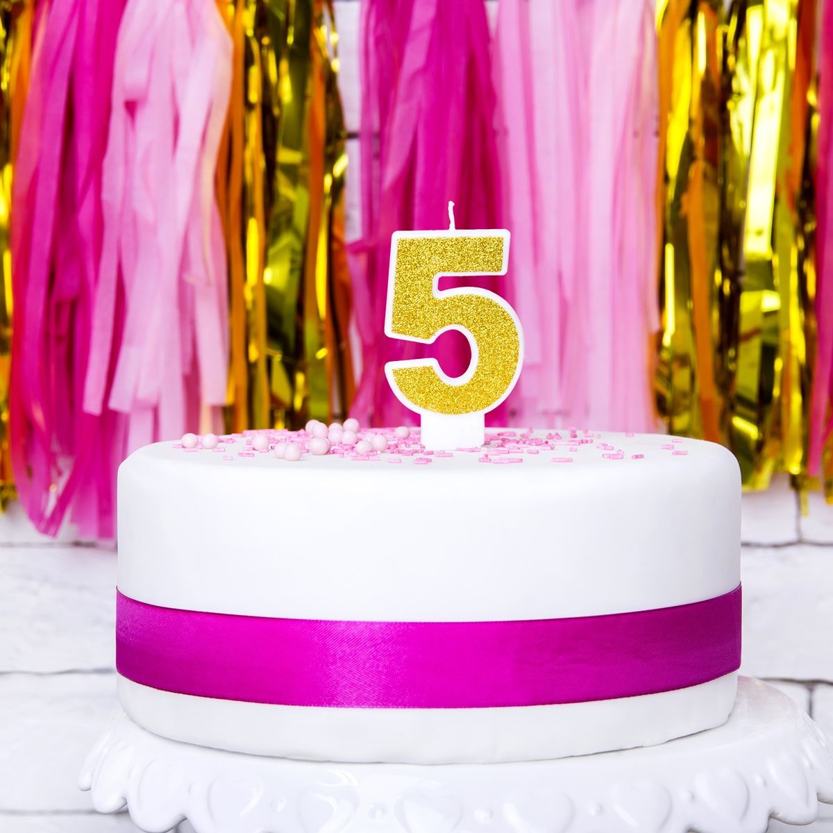 PartyDeco cijferkaars - glitter goud - 5