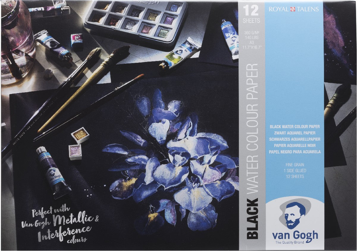 van Gogh blok aquarelpapier - zwart - A3