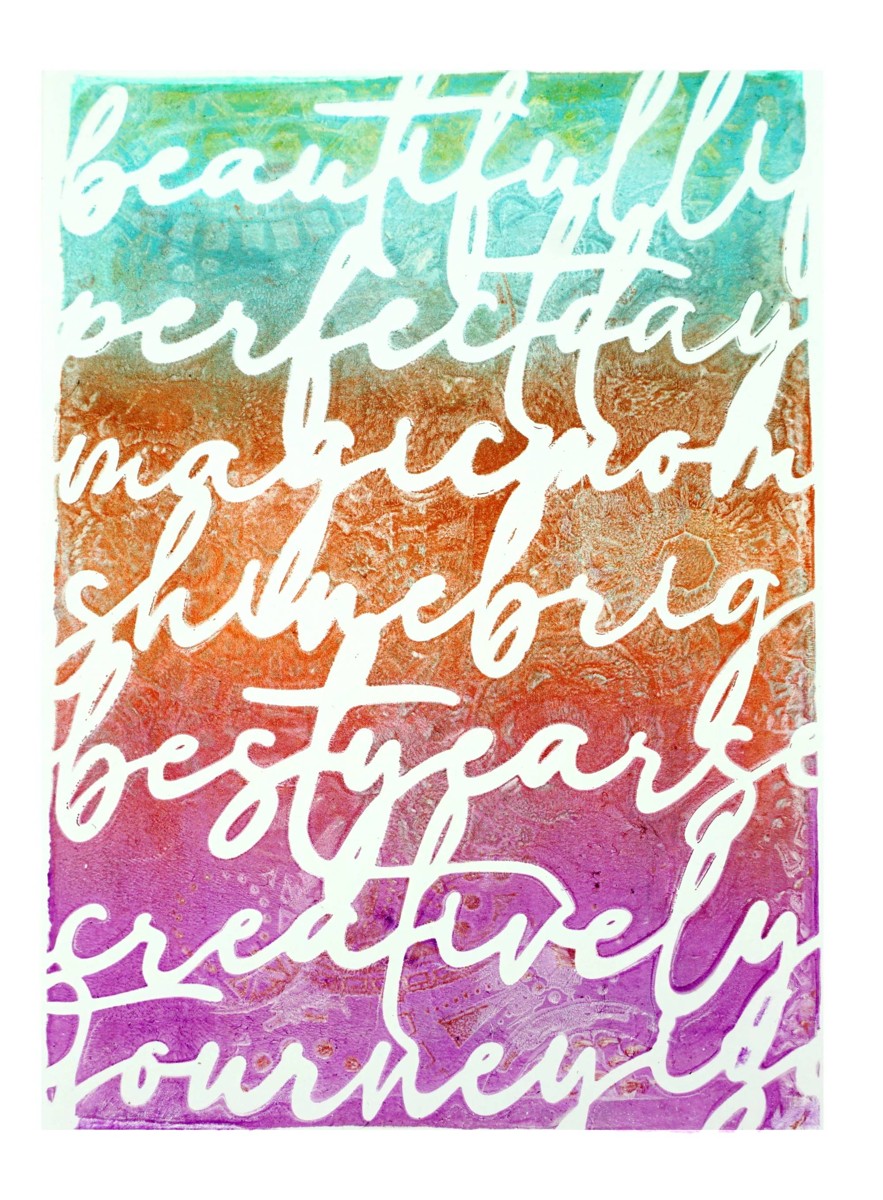 Gelli Arts - script stencil - 12,7 x 17,8 cm