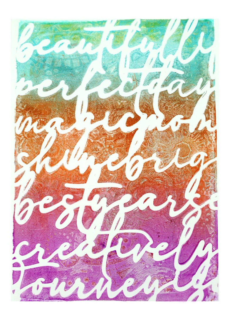 Gelli Arts - script stencil - 12,7 x 17,8 cm