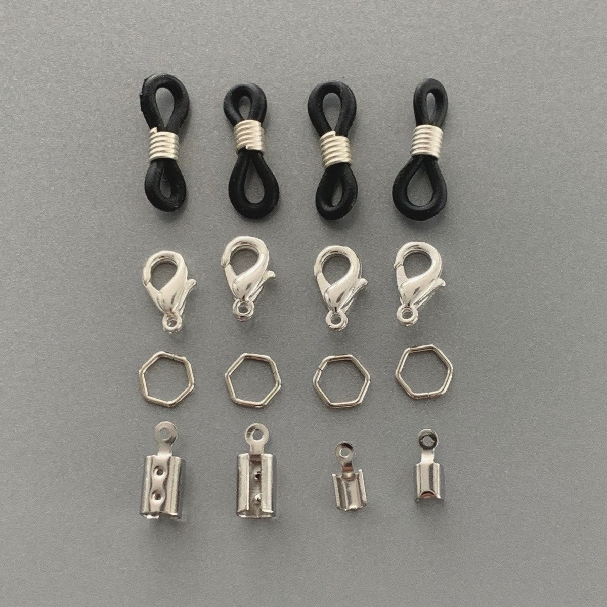 Brillenkoord accessoireset - zilverkleurig