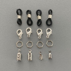 Brillenkoord accessoireset - zilverkleurig
