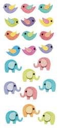 papieren 3D stickers - olifant en vogels