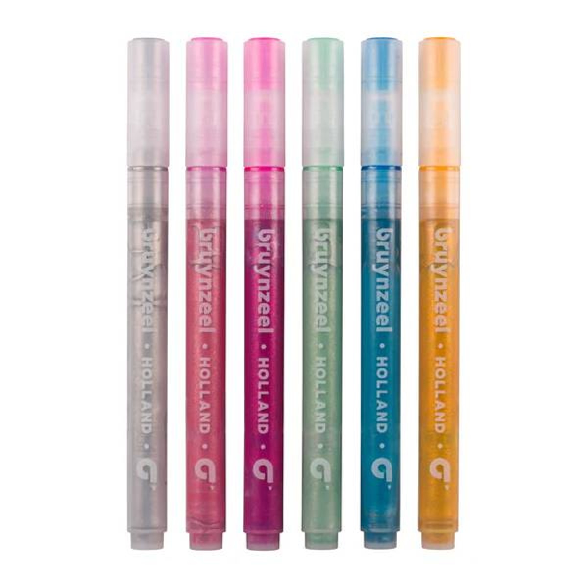 Bruynzeel glitterviltstiften - 6 kleuren - pastel