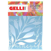 Gelli Arts - leaves & script stencil - 12,7 x 17,8 cm