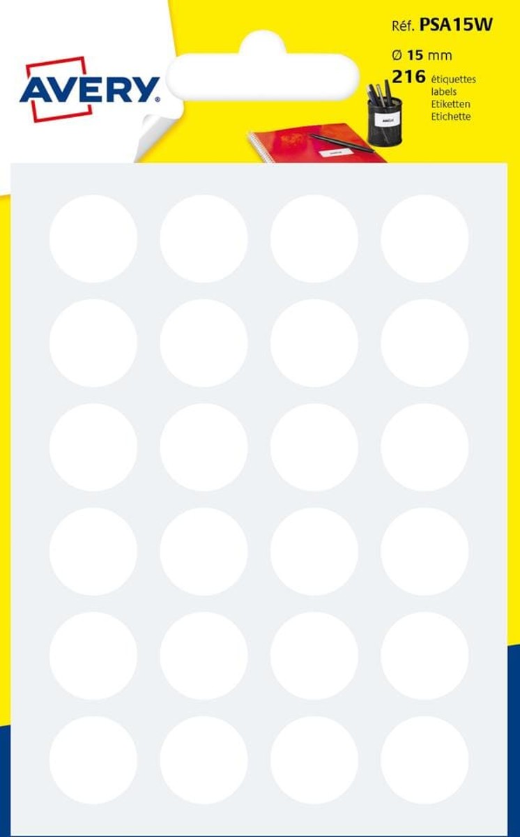 Ronde stickers - 15 mm - wit