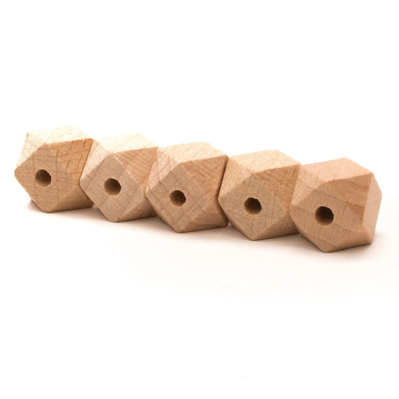 Houten kralen - hexagon - 5 stuks/14 mm