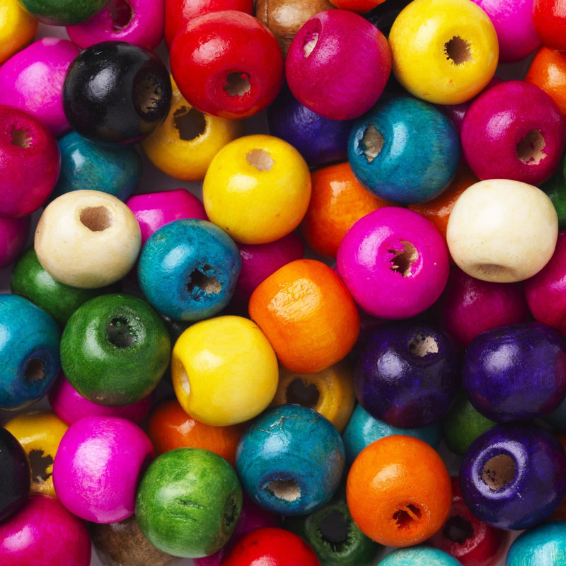 Panduro houten kralen - 10 mm - kleurenmix