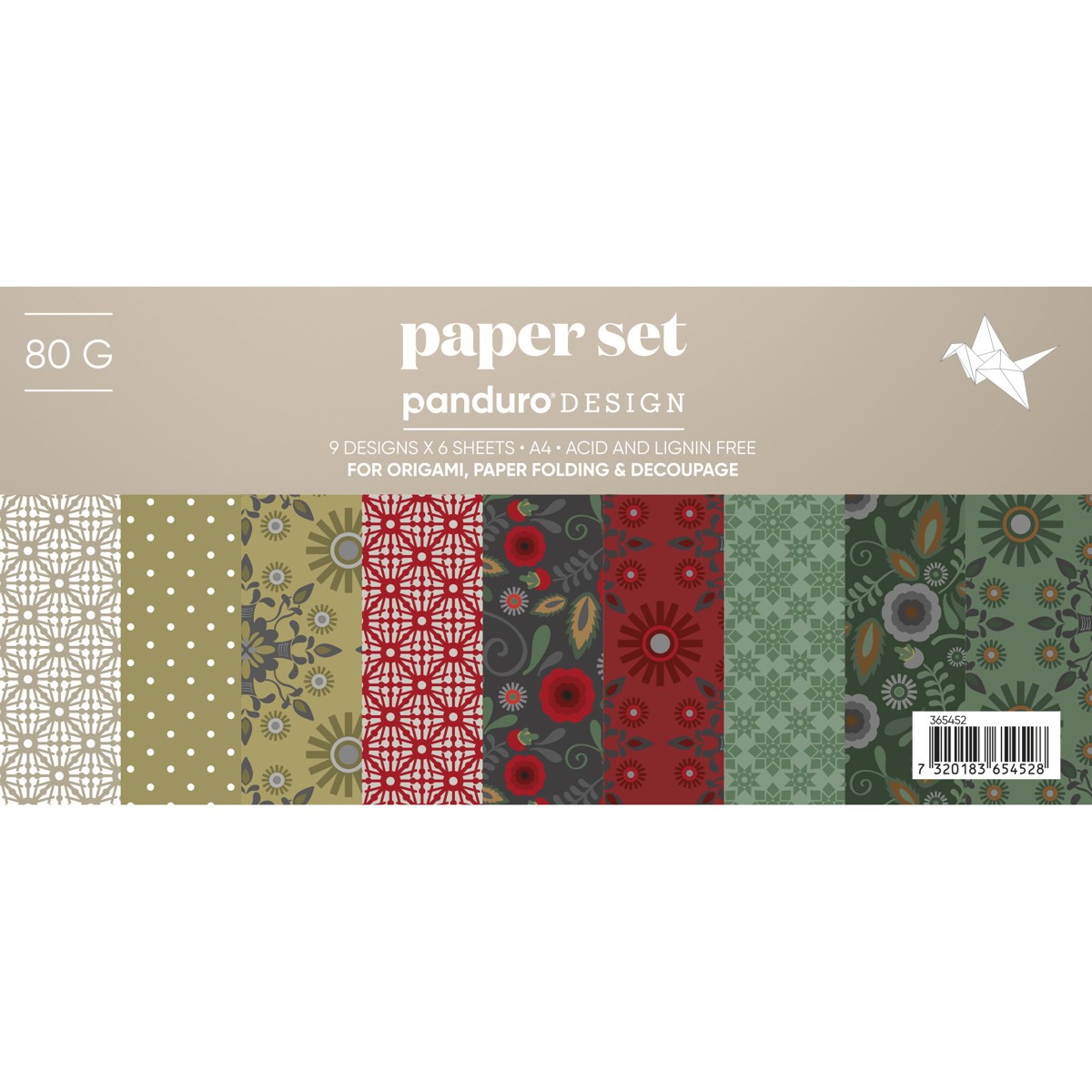 Origami papier - A4 - naturel/rood/groen