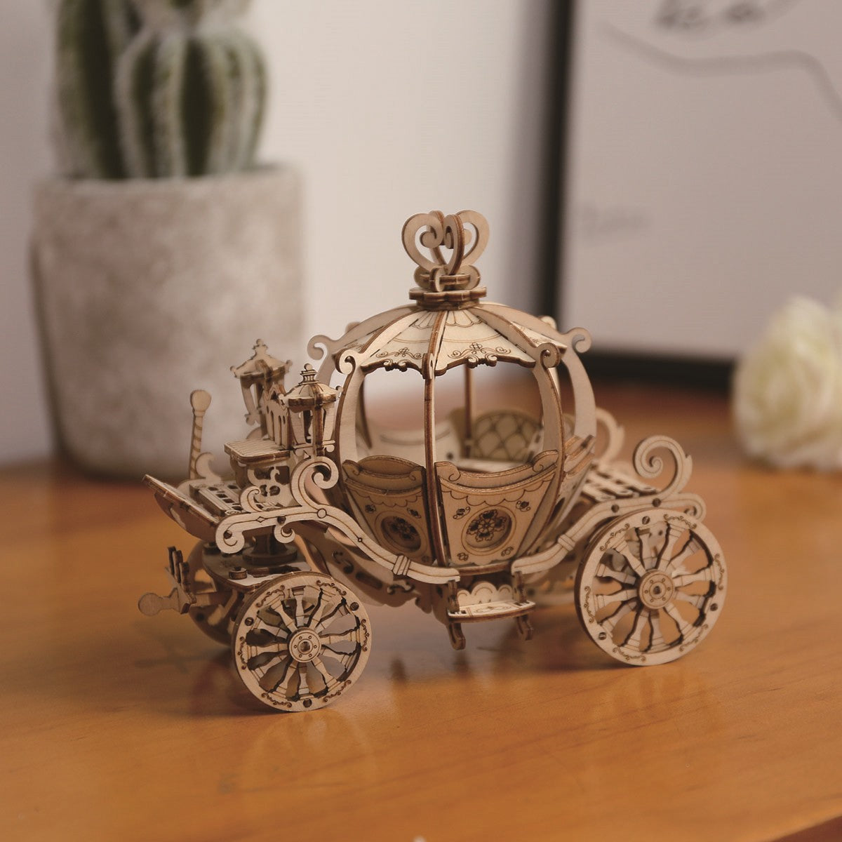 Robotime houten 3D puzzel - Pumpkin Cart