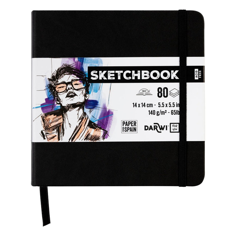 Darwi Sketch schetsboek - 14 x 14 cm - zwart