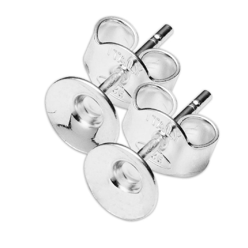 oorsteker met platte kant - 925 sterling zilver