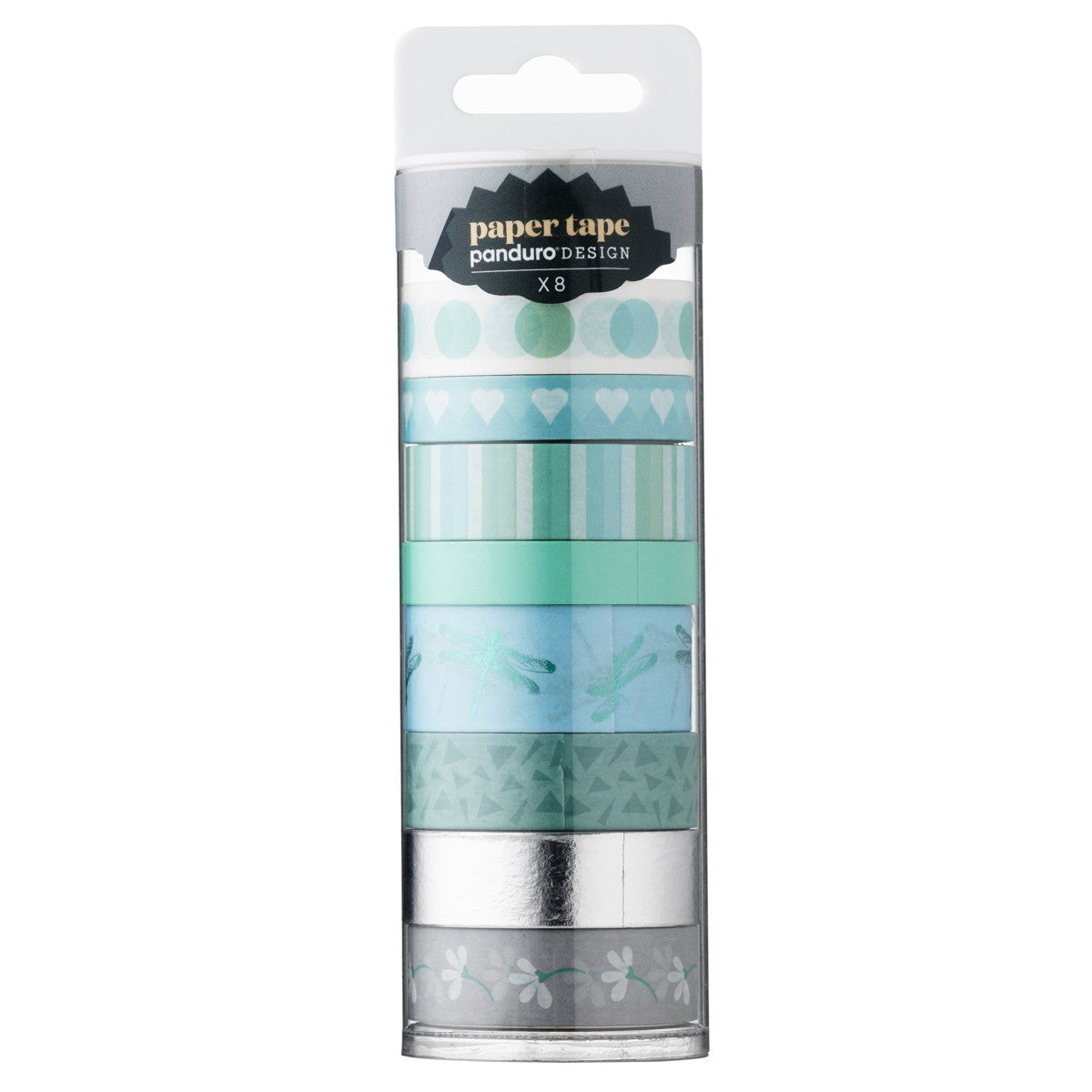 Panduro papertape tube - 8 stuks - blauwe designs