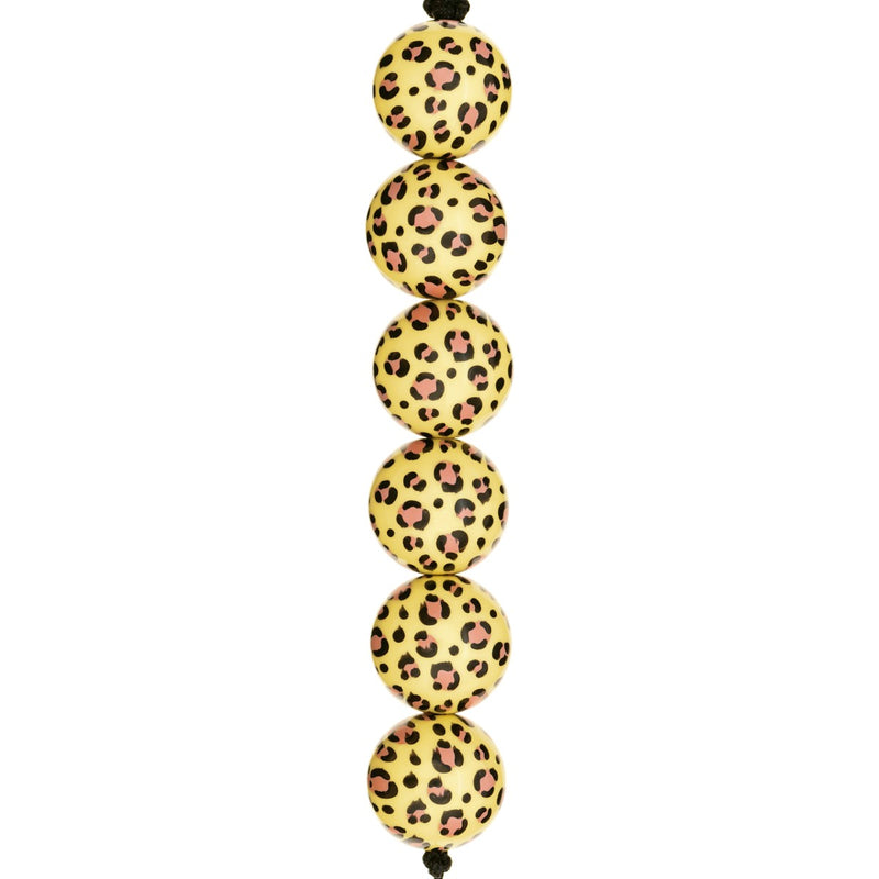 itoshii kralen - 6 stuks - panterprint - geel