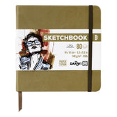 Darwi Sketch schetsboek - 14 x 14 cm - kaki