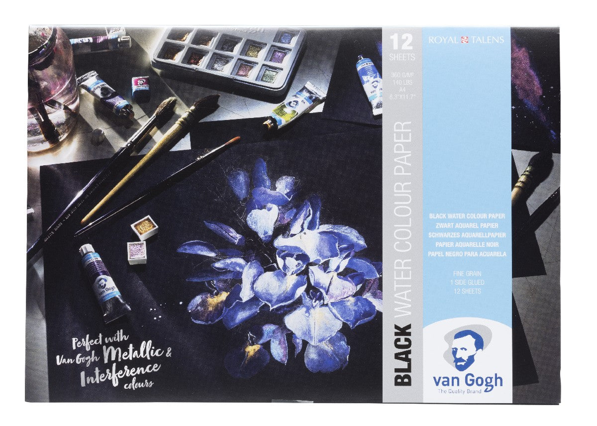 van Gogh blok aquarelpapier - zwart - A4