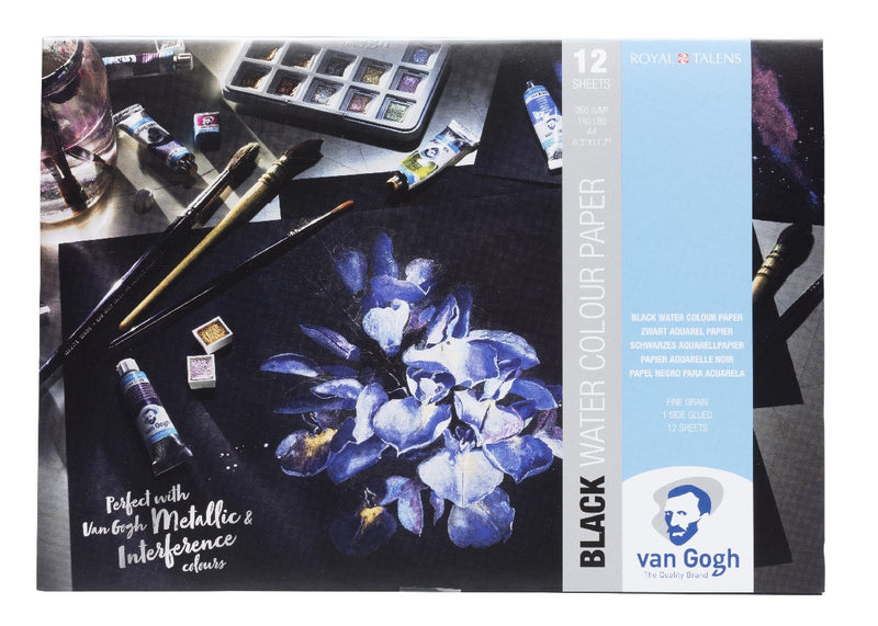 van Gogh blok aquarelpapier - zwart - A4