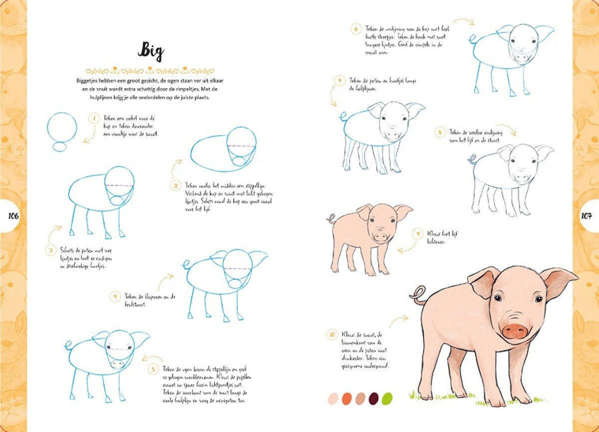 Boek - Tekenen in 10 Stappen - Schattige Dieren