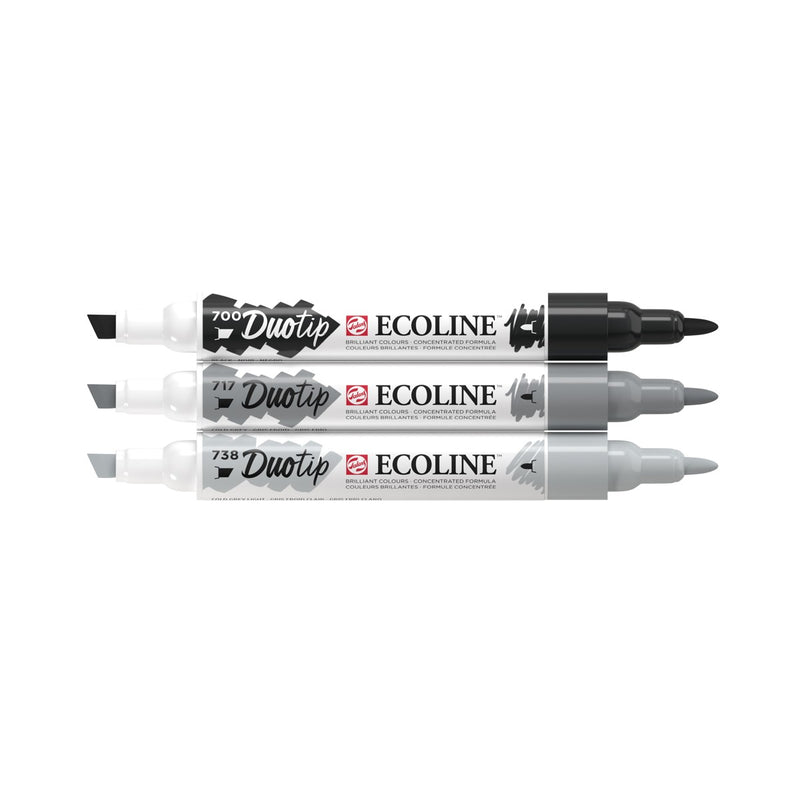 Ecoline Duotip markers set - 3 stuks - zwart en grijs