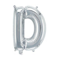 Letterballon zilverkleurig - 32 cm - D