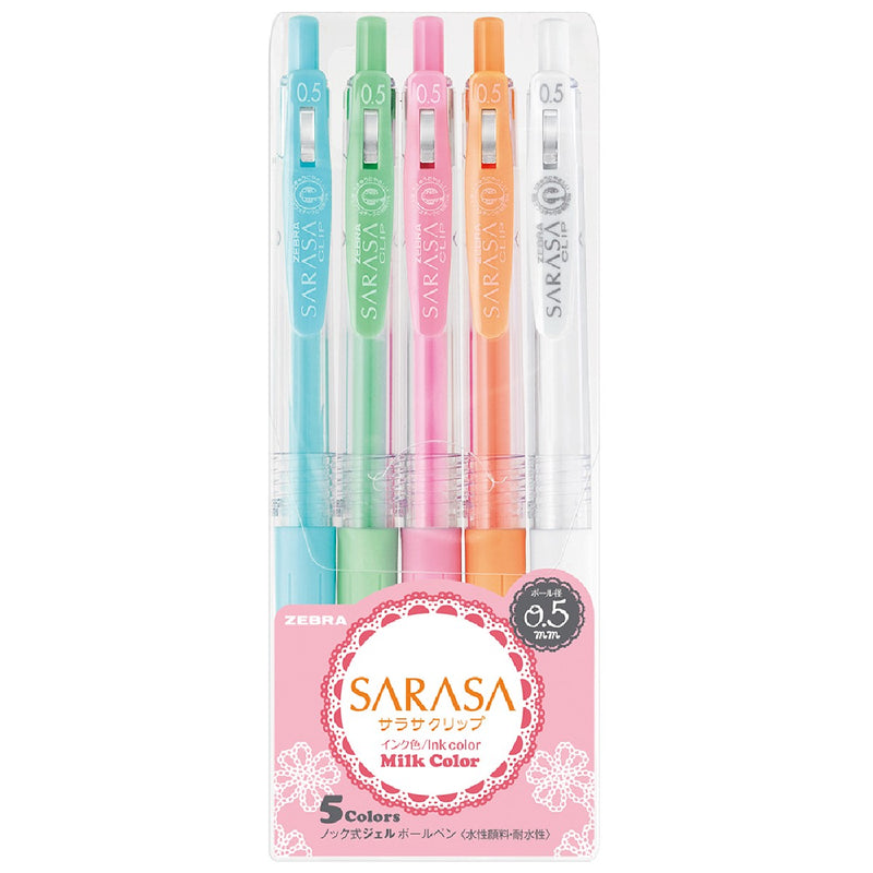 Zebra Sarasa Milk Color - gelpennen - 5 stuks