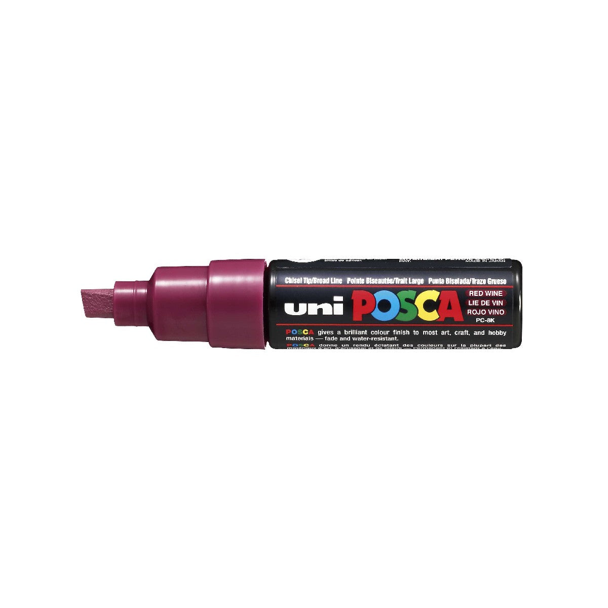 POSCA acrylmarker - beitelpunt PC-8K - 8 mm - wijnrood