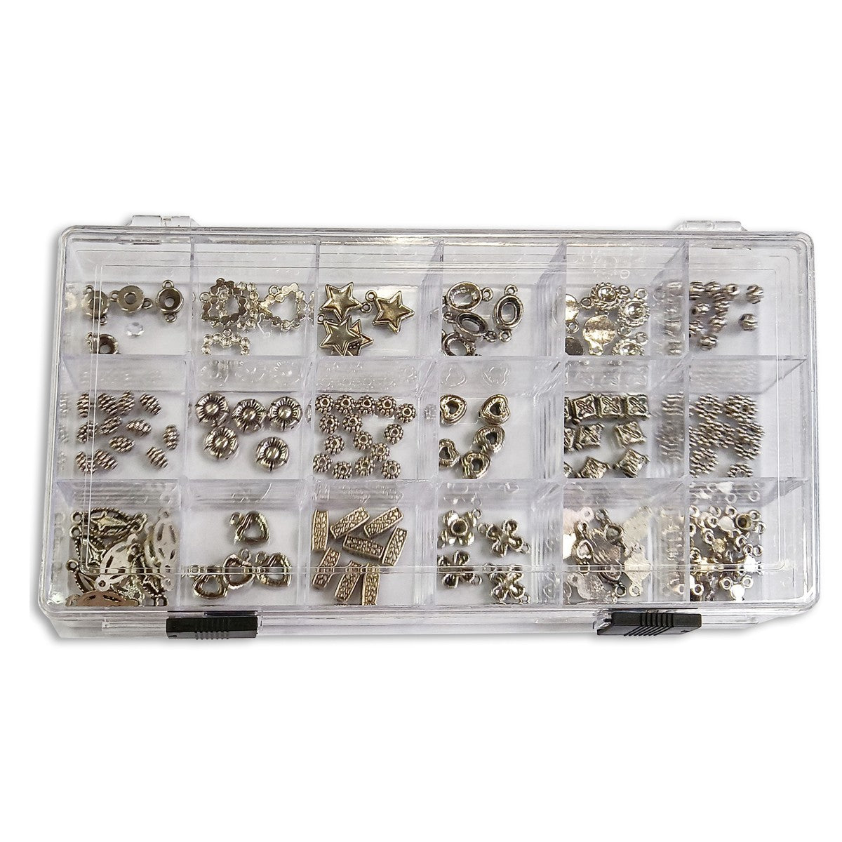 Setje bedeltjes en mini ornamentjes - 148 stuks incl. doos.