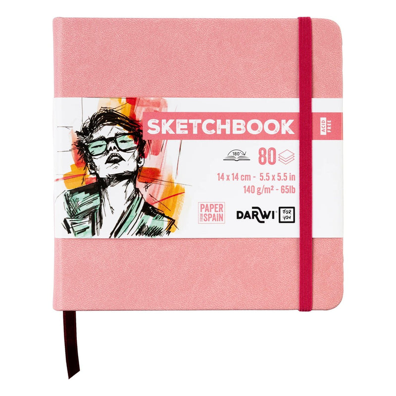Darwi Sketch schetsboek - 14 x 14 cm - lichtroze