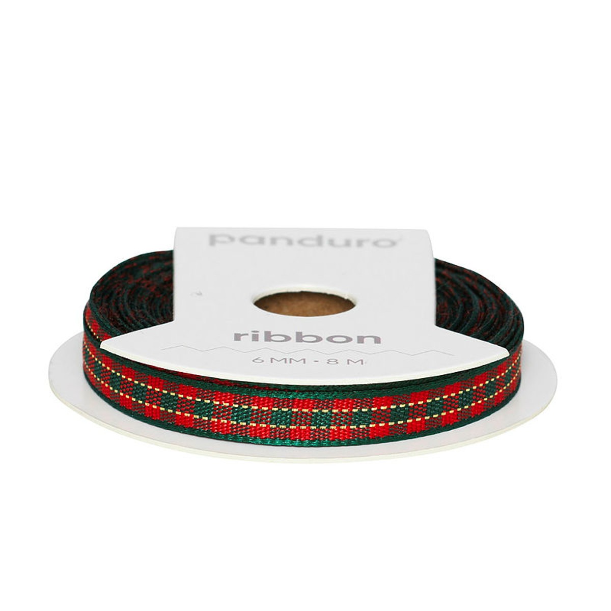 Decoratief lint - 6 mm - groen & rood geruit