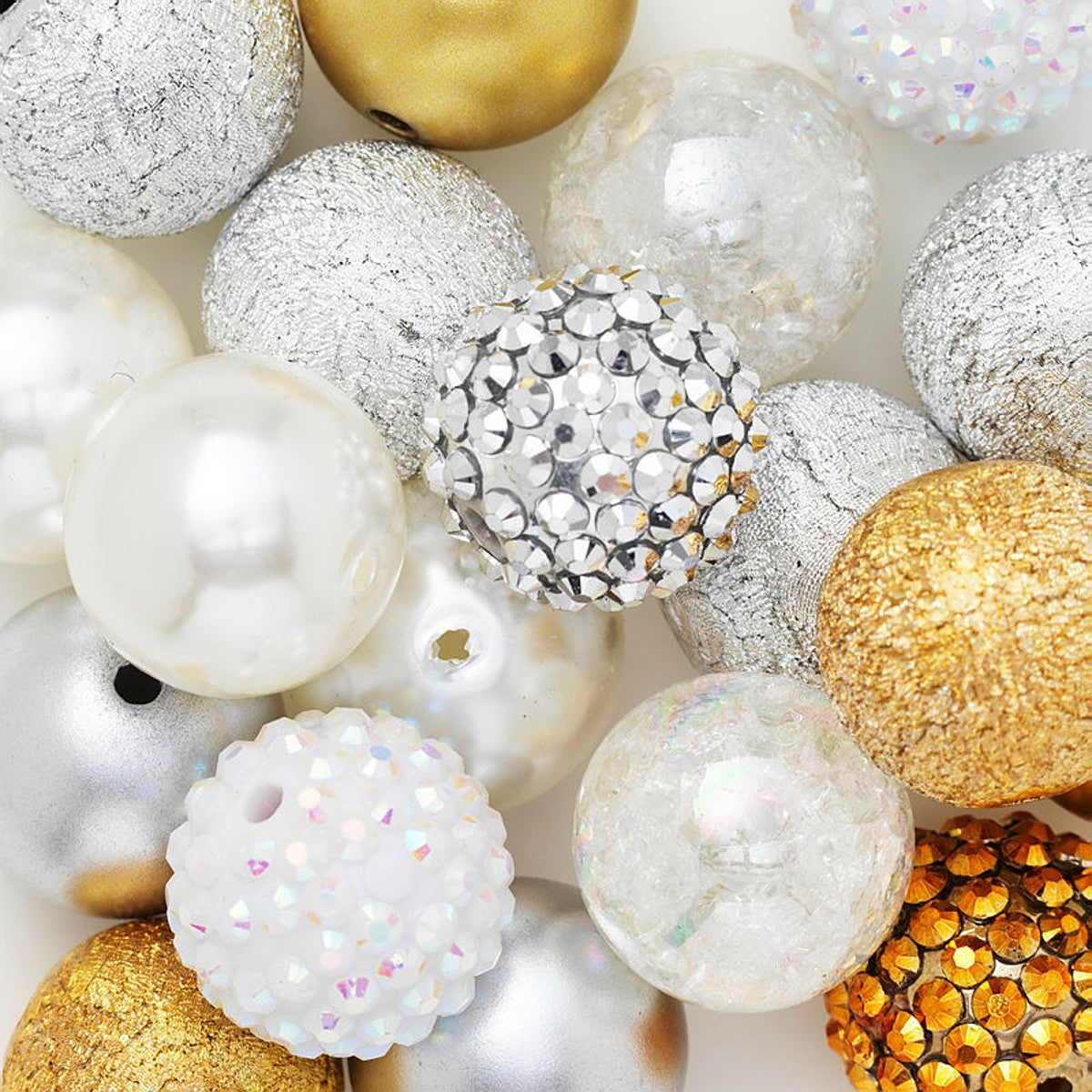 Kralenmix acryl - 20 stuks - goud & zilver