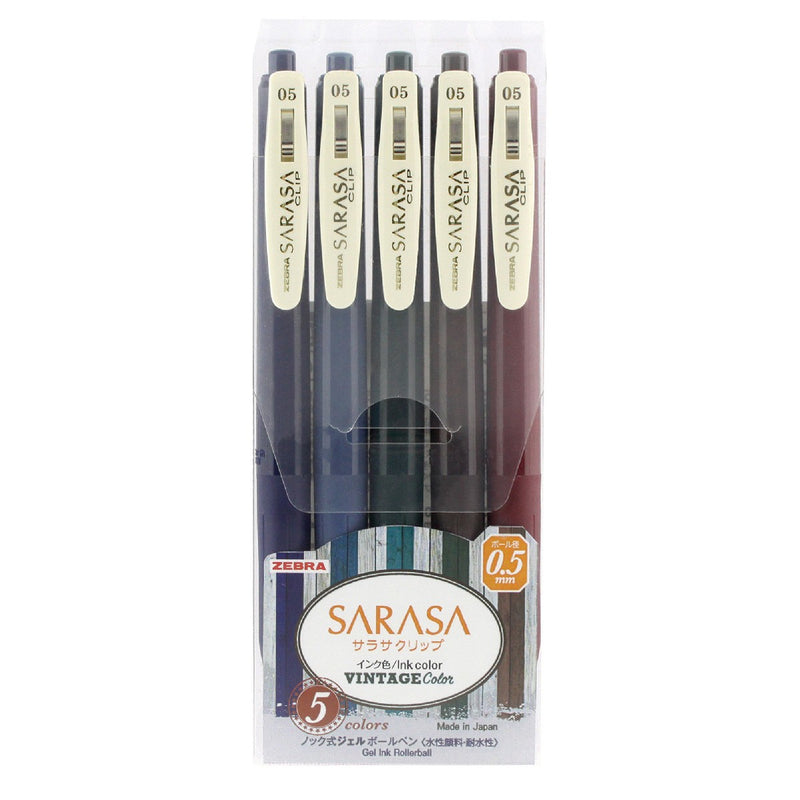 Zebra Sarasa Vintage Color - gelpennen - 5 stuks