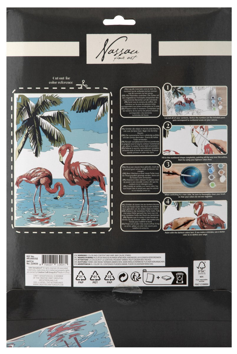 Schilderen op nummer - karton - flamingo