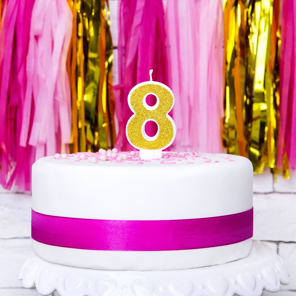 PartyDeco cijferkaars - glitter goud - 8
